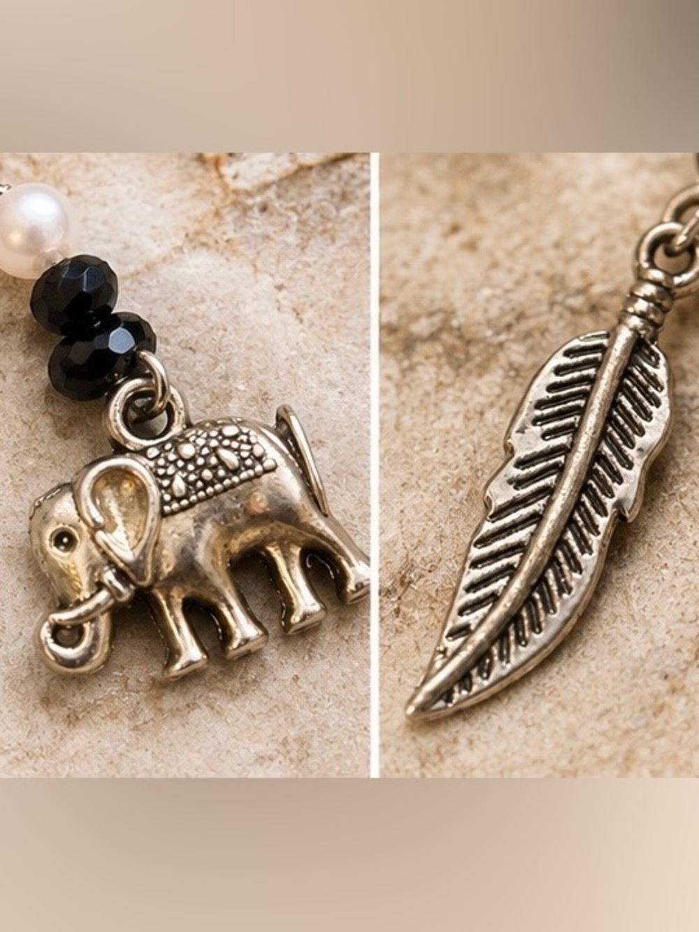 Handmade Indian Elephant & Feather Earrings | 2 Pair Festival Set
